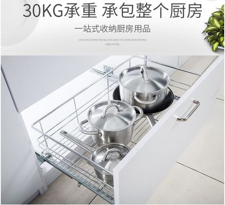 Dish Organizer Slide Out Wire Baskets , U - Shape Support Slide Out Baskets For Kitchen Cabinets