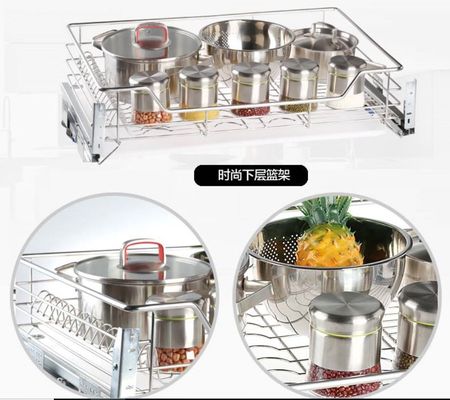 Space Saver Pull Out Storage Baskets / Silver Pull Out Baskets For Kitchen Cabinets