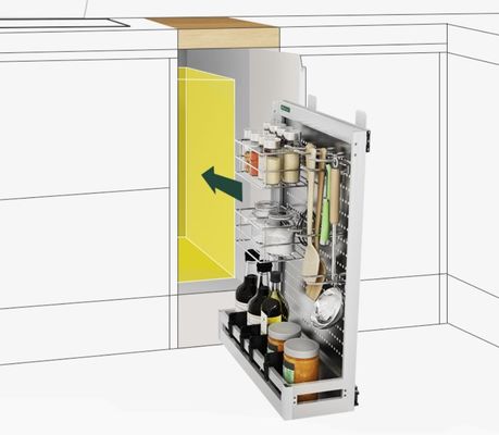 Multi - Function Pull Out Cabinet Basket , Neatening Metal Pull Out Cabinet Basket
