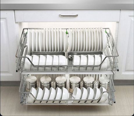 Mount Inside Cabinet Slide Out Baskets , Metal Wire Kitchen Cabinet Baskets