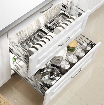 Mount Inside Cabinet Slide Out Baskets , Metal Wire Kitchen Cabinet Baskets