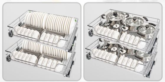 Mount Inside Cabinet Slide Out Baskets , Metal Wire Kitchen Cabinet Baskets
