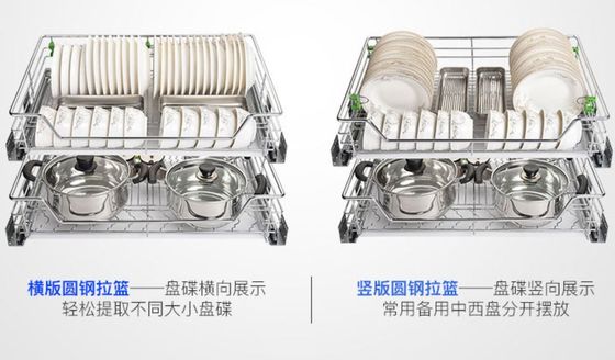 Mount Inside Cabinet Slide Out Baskets , Metal Wire Kitchen Cabinet Baskets