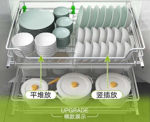 Soft - Closing Sliding Kitchen Pull Out Basket Powder Coating With Customized Color