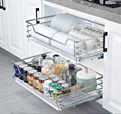 Ball Bearing Slide System Kitchen Pull Out Basket With Excellent Weld Operation