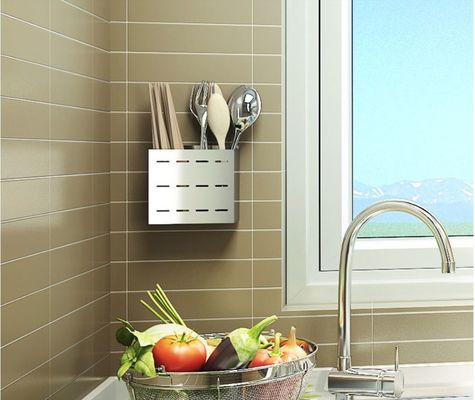 Stainless Steel Metal Kitchen Accessories / Chopstick Holder Fork Spoon Holder