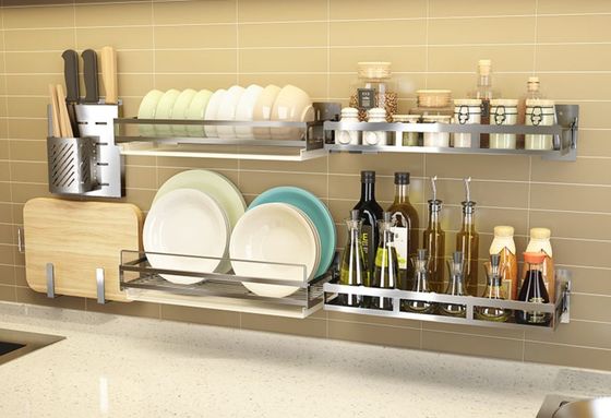 3-Tier Stainless Steel Storage Racks On Wheels Multi - Functional Saving Space