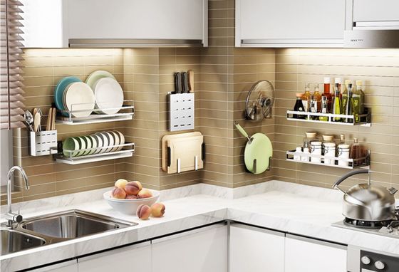 3-Tier Stainless Steel Storage Racks On Wheels Multi - Functional Saving Space