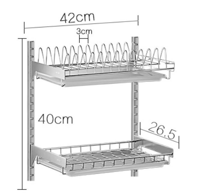 Two Tier Draining Rustless Stainless Steel Kitchen Rack With Chopstick Holder