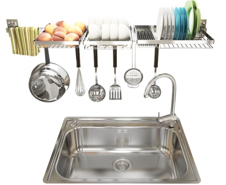 Wire Mesh Stainless Steel Dish Rack , Space Saving Dish Drainer Rack