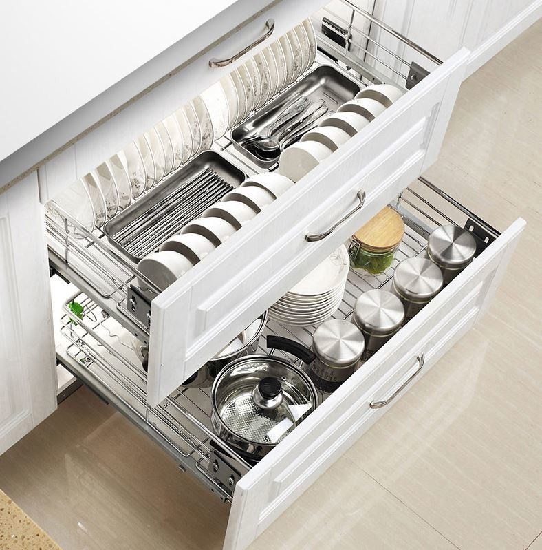 Mount Inside Cabinet Slide Out Baskets , Metal Wire Kitchen Cabinet Baskets
