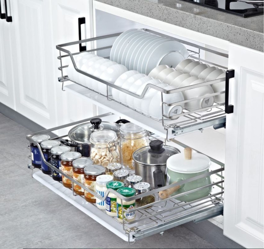 Ball Bearing Slide System Kitchen Pull Out Basket With Excellent Weld Operation